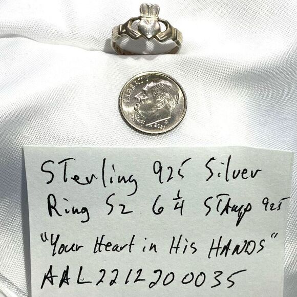 AAL# Sterling 925 Silver Ring Sz 6 “Heart in His Hands” - Picture 9 of 9